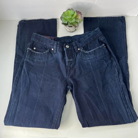 Marithe Francois Girbaud Womens Jeans Size 29 Boot Leg Frayed Pockets Creased - Picture 12 of 12